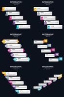 plantilla de diapositiva de presentación del paquete de infografías vectoriales 6 diagramas de ciclo de 5 pasos y líneas de tiempo vector