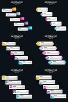 Vector 6 Infographics Pack Presentation slide template 5 Steps cycle diagrams and timelines