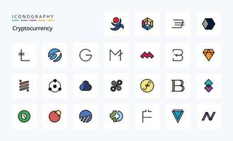 25 Cryptocurrency Line Filled Style icon pack vector