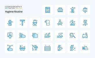 25 Hygiene Routine Blue icon pack vector