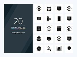 20 Video Production Solid Glyph icon for presentation vector