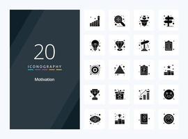 20 Motivation Solid Glyph icon for presentation vector