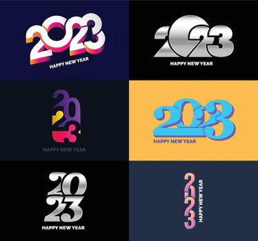 Big Set of 2023 Happy New Year logo text design 2023 number design template vector