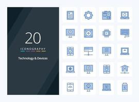 20 Devices Blue Color icon for presentation vector