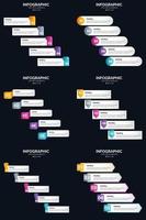 plantilla de diapositiva de presentación del paquete de infografías vectoriales 6 diagramas de ciclo de 5 pasos y líneas de tiempo vector