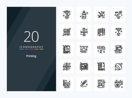 20 Printing Outline icon for presentation vector