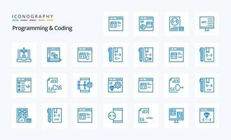 25 Programming And Coding Blue icon pack vector