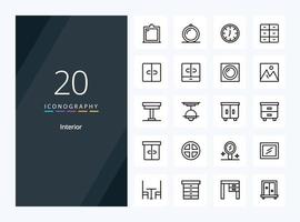 20 Interior Outline icon for presentation vector