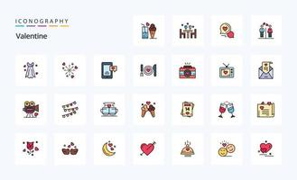 25 Valentine Line Filled Style icon pack vector