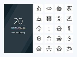 20 Food Outline icon for presentation vector