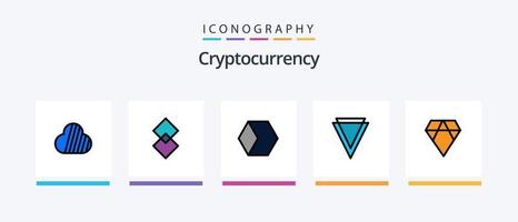 la línea de criptomoneda llenó el paquete de 5 iconos, incluida la moneda. cripto moneda criptográfica. moneda. diseño de iconos creativos vector