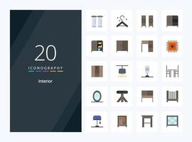 20 Interior Flat Color icon for presentation vector