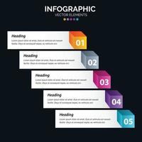 Diagrama de infografía de 5 opciones Informe anual Diseño web Concepto de negocio Pasos o procesos vector