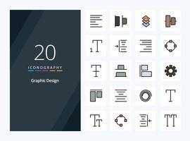 20 icono lleno de línea de diseño para presentación vector