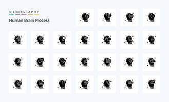 25 Human Brain Process Solid Glyph icon pack vector