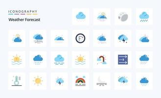 25 Weather Flat color icon pack vector