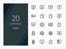 20 Security Outline icon for presentation vector