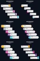 Vector 6 Infographics Pack Presentation slide template 5 Steps cycle diagrams and timelines