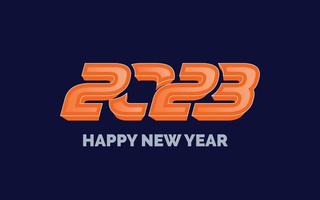 Happy new year 2023 Glossy Typography logo design vector