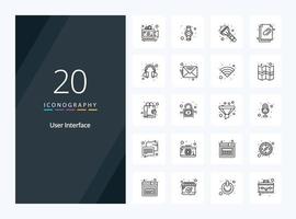 20 User Interface Outline icon for presentation vector