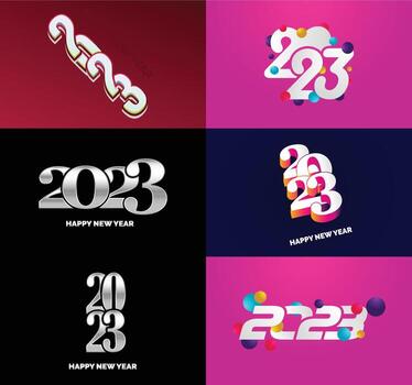 Big Set of 2023 Happy New Year logo text design 2023 number design template vector