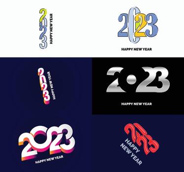 gran conjunto de 2023 feliz año nuevo diseño de texto de logotipo plantilla de diseño de número 2023 vector
