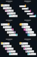 Vector 6 Infographics Pack Presentation slide template 5 Steps cycle diagrams and timelines