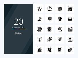 20 Strategy Solid Glyph icon for presentation vector