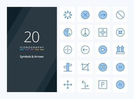 20 Symbols  Arrows Blue Color icon for presentation vector