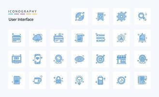 25 User Interface Blue icon pack vector