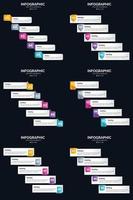 plantilla de diapositiva de presentación del paquete de infografías vectoriales 6 diagramas de ciclo de 5 pasos y líneas de tiempo vector