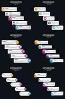 Vector 6 Infographics Pack Presentation slide template 5 Steps cycle diagrams and timelines