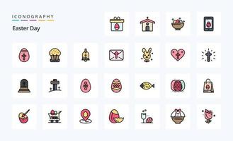 25 Easter Line Filled Style icon pack vector