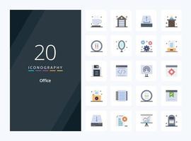 20 Office Flat Color icon for presentation vector