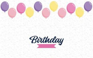 Happy Birthday lettering text banner with balloon Background vector