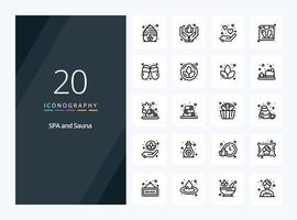 20 Sauna Outline icon for presentation vector