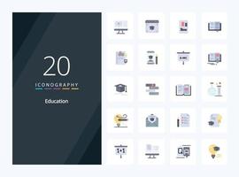 20 Education Flat Color icon for presentation vector