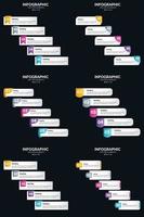 plantilla de diapositiva de presentación del paquete de infografías vectoriales 6 diagramas de ciclo de 5 pasos y líneas de tiempo vector