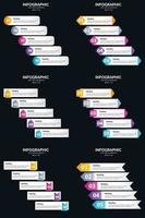 plantilla de diapositiva de presentación del paquete de infografías vectoriales 6 diagramas de ciclo de 5 pasos y líneas de tiempo vector