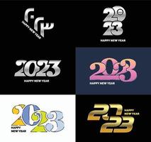 Big Collection of 2023 Happy New Year symbols Cover of business diary for 2023 with wishes vector