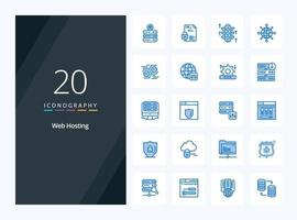 20 Web Hosting Blue Color icon for presentation vector