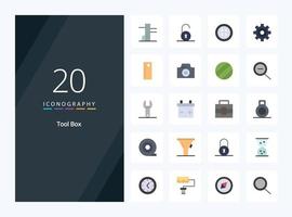 20 Tools Flat Color icon for presentation vector