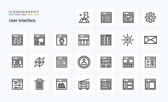 25 User Interface Line icon pack vector