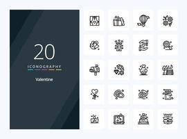 20 Valentine Outline icon for presentation vector