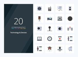 20 Devices Flat Color icon for presentation vector