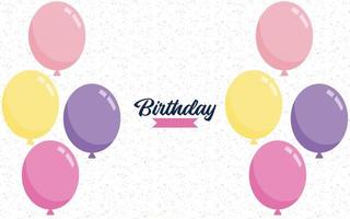 banner de texto de letras de feliz cumpleaños con fondo de globo vector