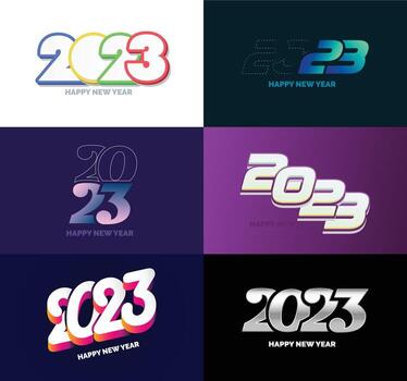 Big Set of 2023 Happy New Year logo text design 2023 number design template vector