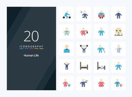 20 icono de color plano humano para presentación vector