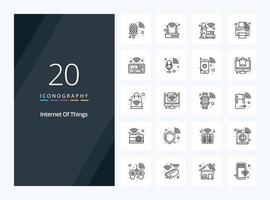 20 Internet Of Things Outline icon for presentation vector