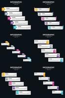 plantilla de diapositiva de presentación del paquete de infografías vectoriales 6 diagramas de ciclo de 5 pasos y líneas de tiempo vector